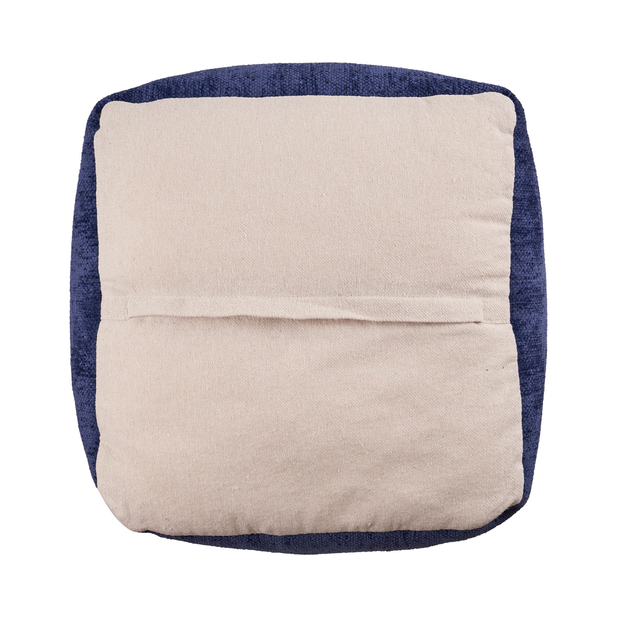 18" Blue Chenille Cube Pouf Ottoman-4