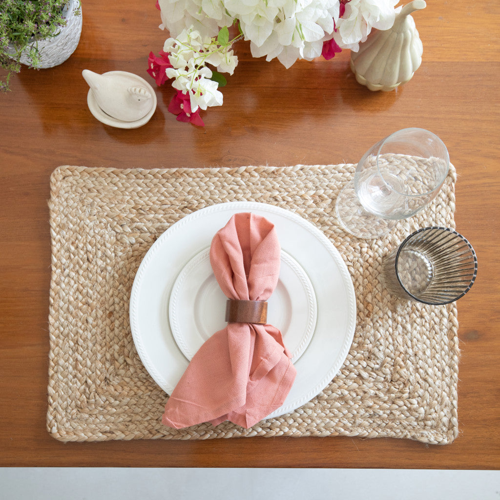 19" Set of Four Natural Jute Placemats-Dining Linens-DECOROLALA