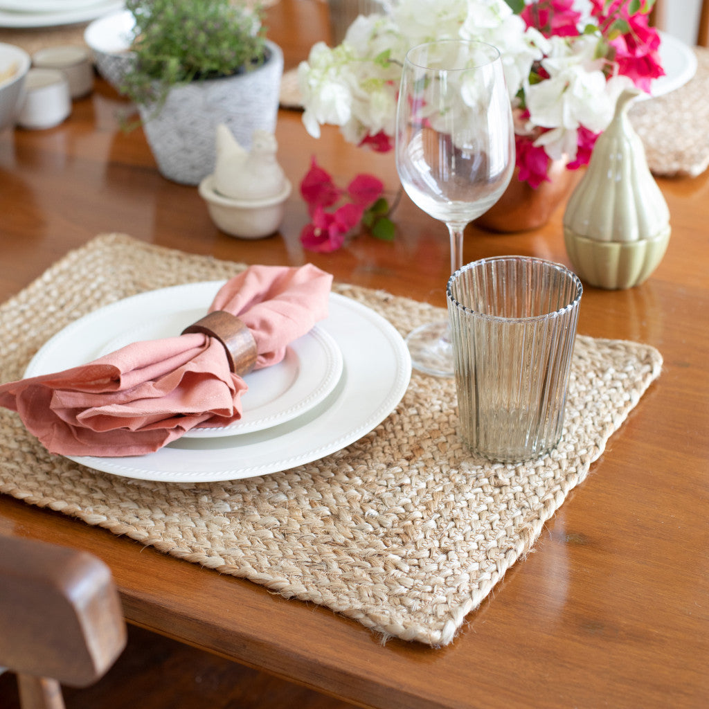 19" Set of Four Natural Jute Placemats-Dining Linens-DECOROLALA