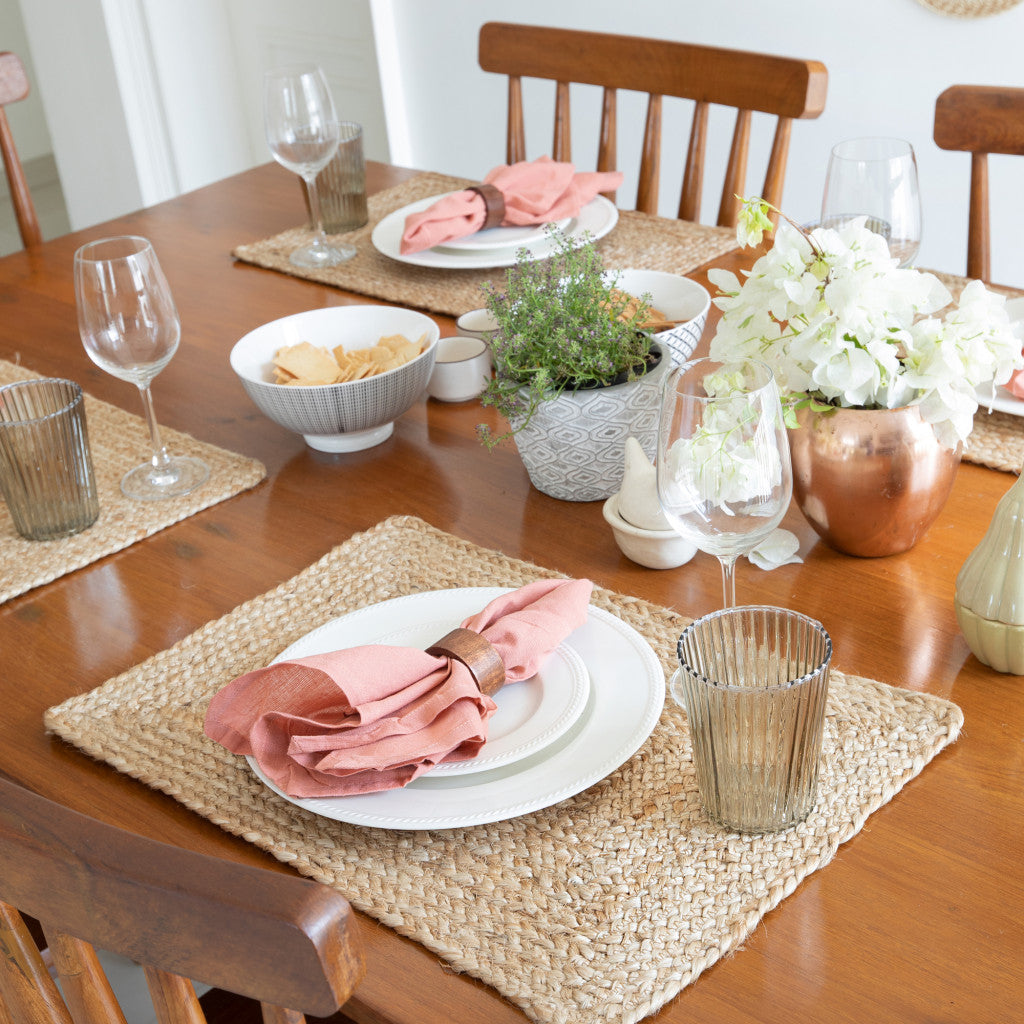 19" Set of Four Natural Jute Placemats-Dining Linens-DECOROLALA