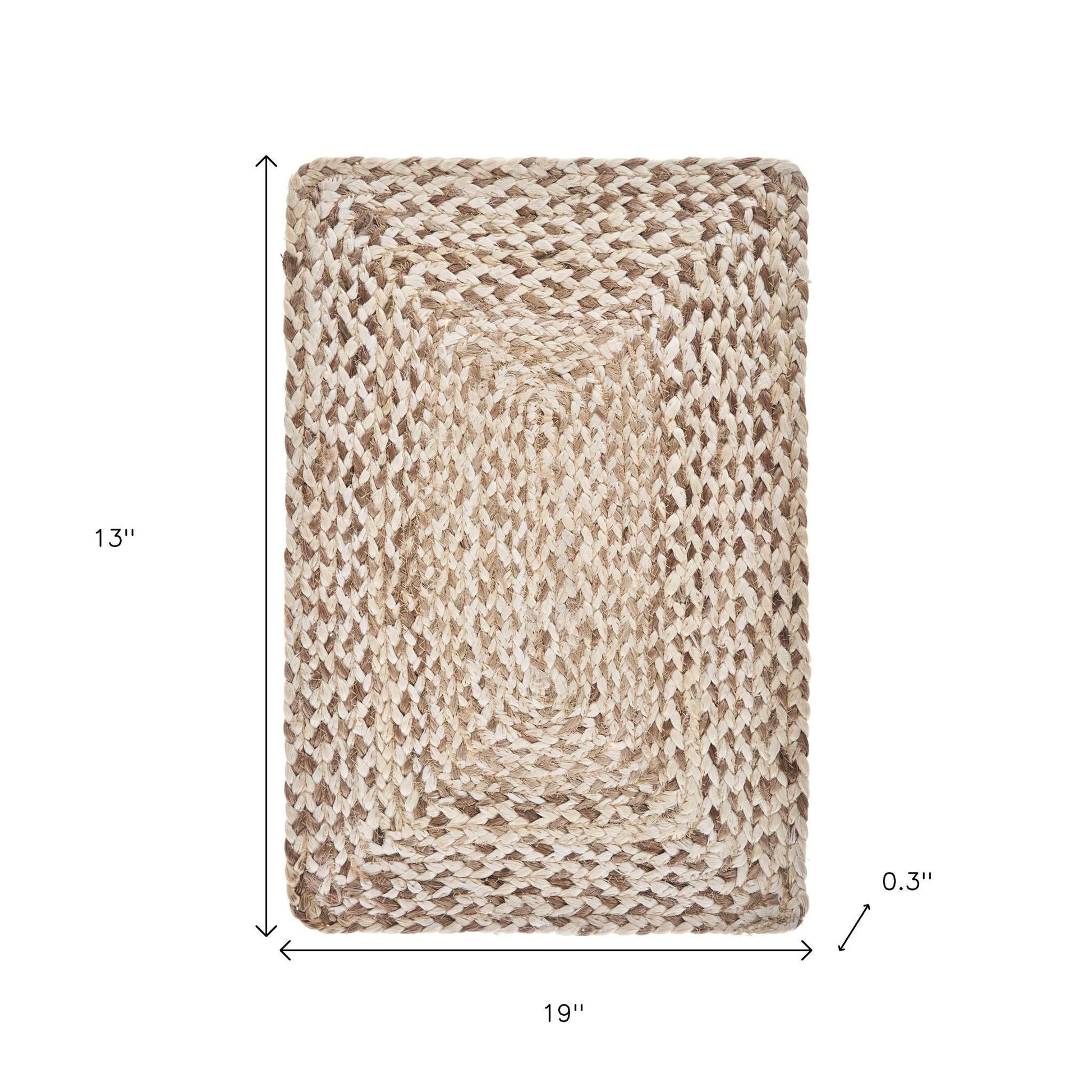 19" Set of Four Ivory And Natural Jute Placemats-Dining Linens-DECOROLALA