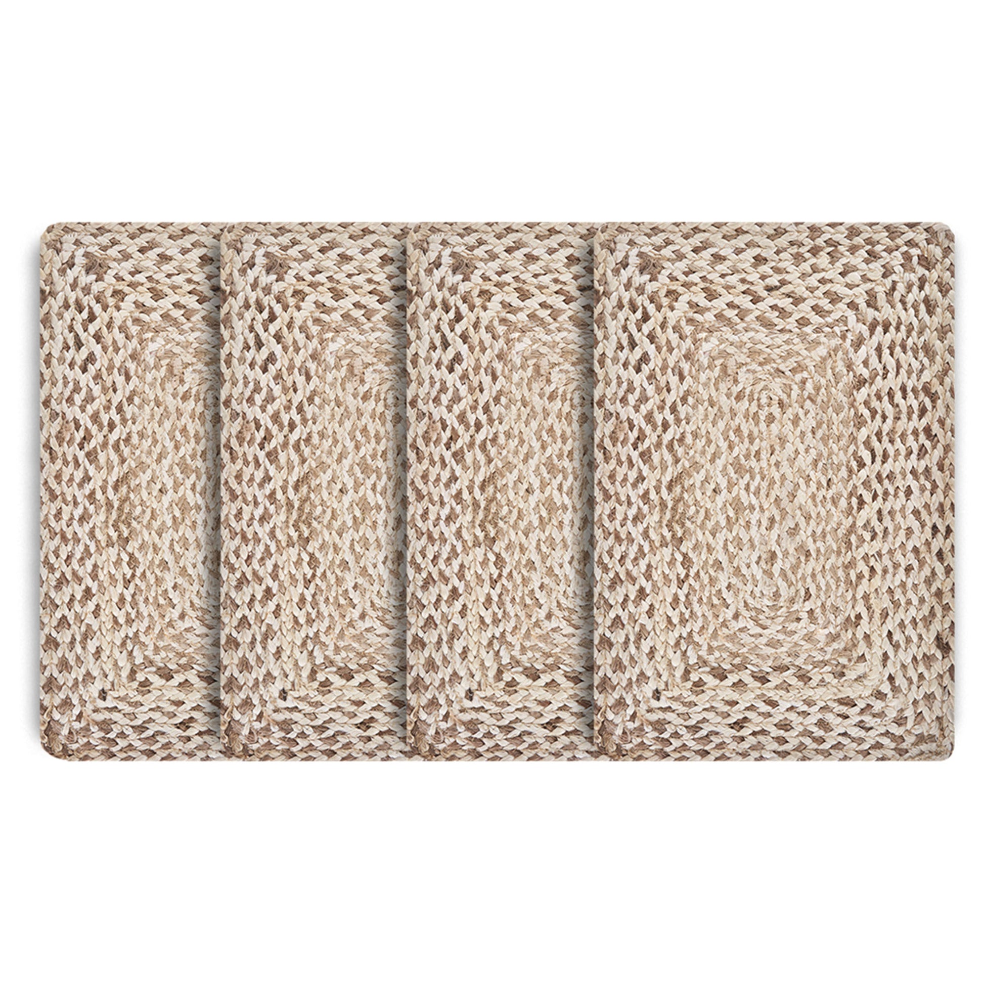 19" Set of Four Ivory And Natural Jute Placemats-Dining Linens-DECOROLALA