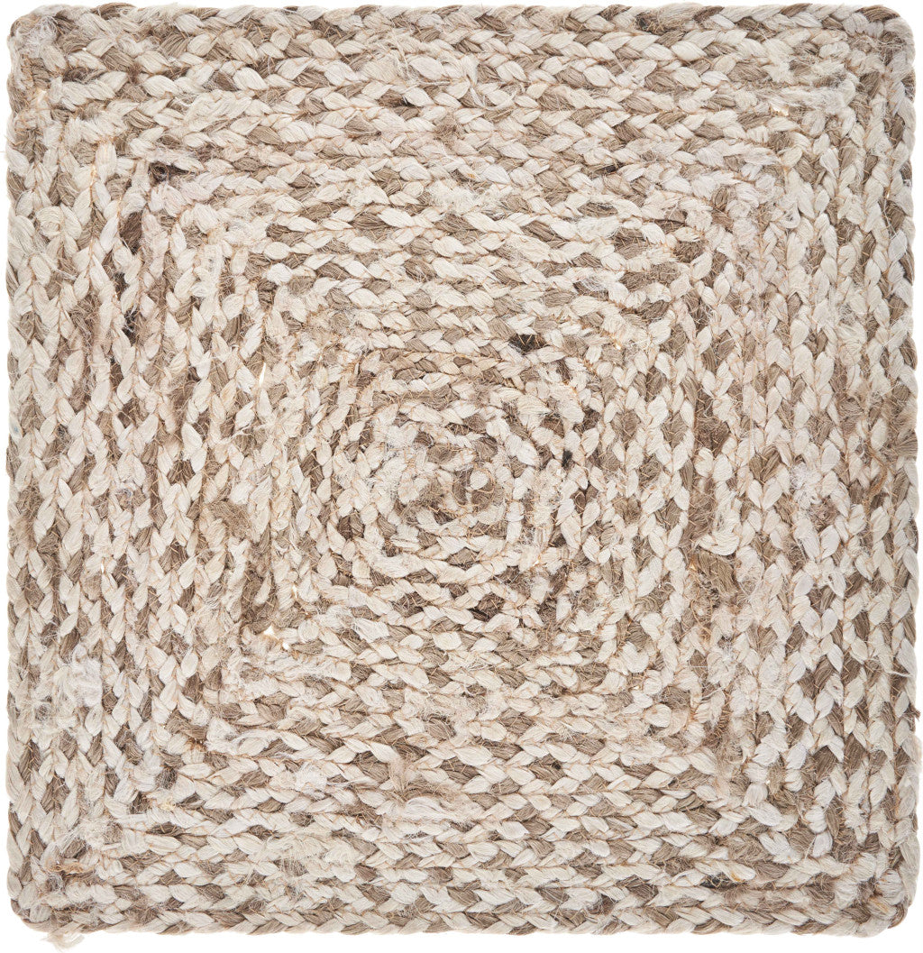 15" Set of Four Ivory And Natural Jute Square Placemats-Dining Linens-DECOROLALA