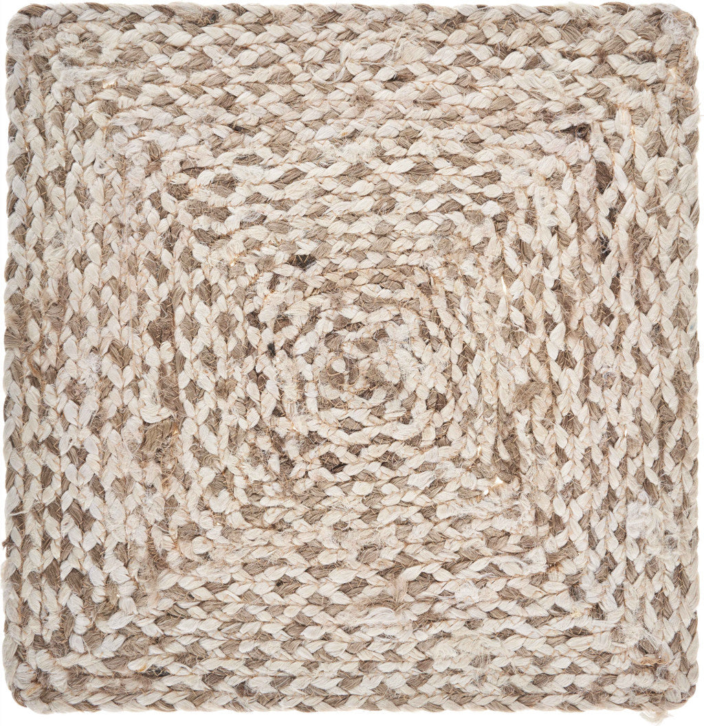 15" Set of Four Ivory And Natural Jute Square Placemats-Dining Linens-DECOROLALA