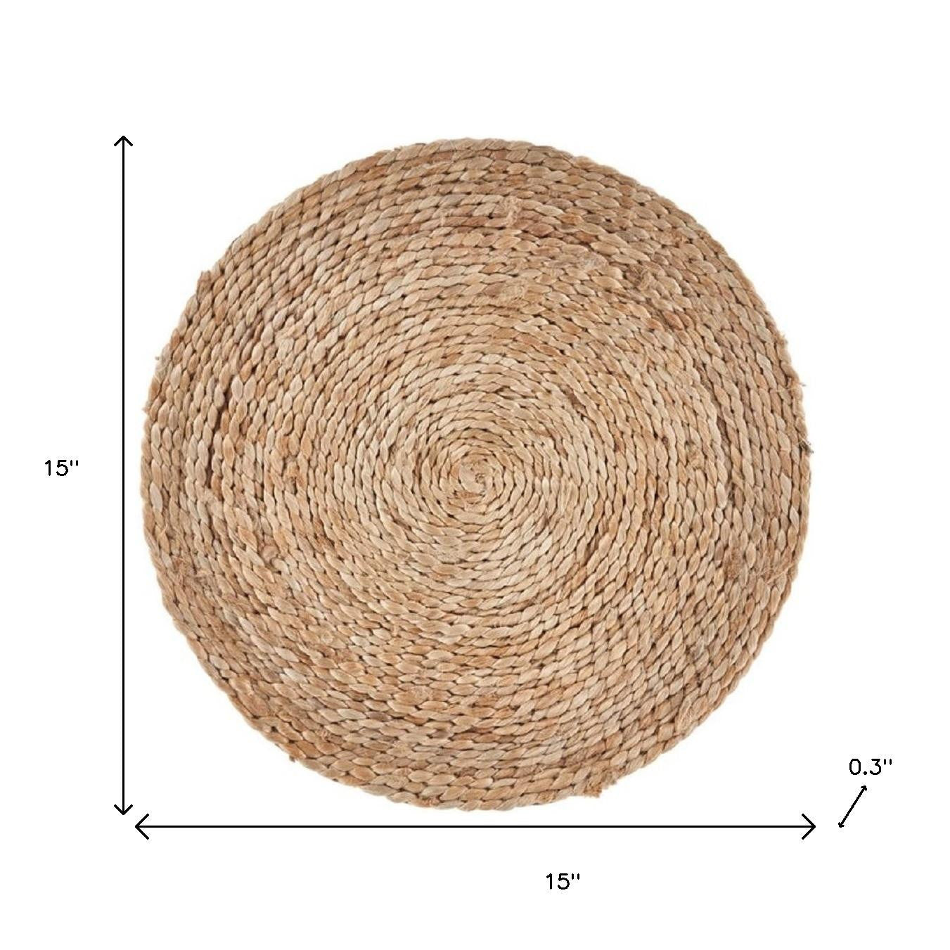 15" Set of Two Natural Jute Round Placemats-Dining Linens-DECOROLALA