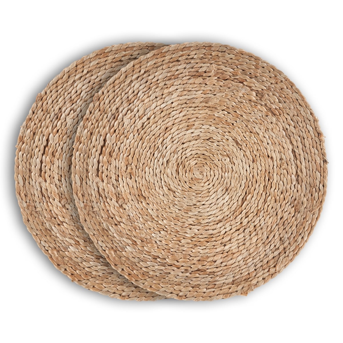 15" Set of Two Natural Jute Round Placemats-Dining Linens-DECOROLALA