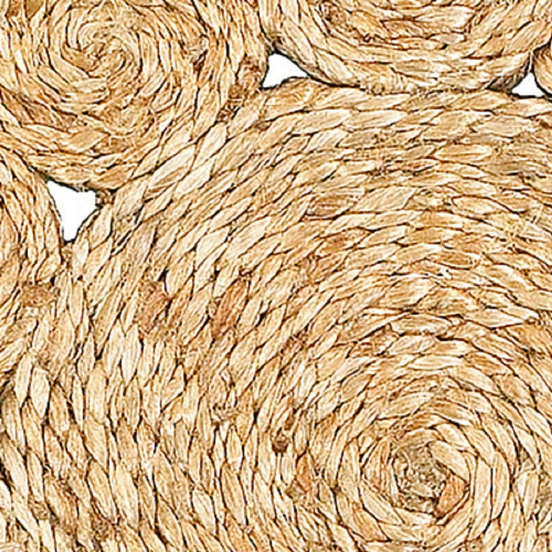 15" Set of Two Natural Braided Jute Scalloped Placemats-Dining Linens-DECOROLALA