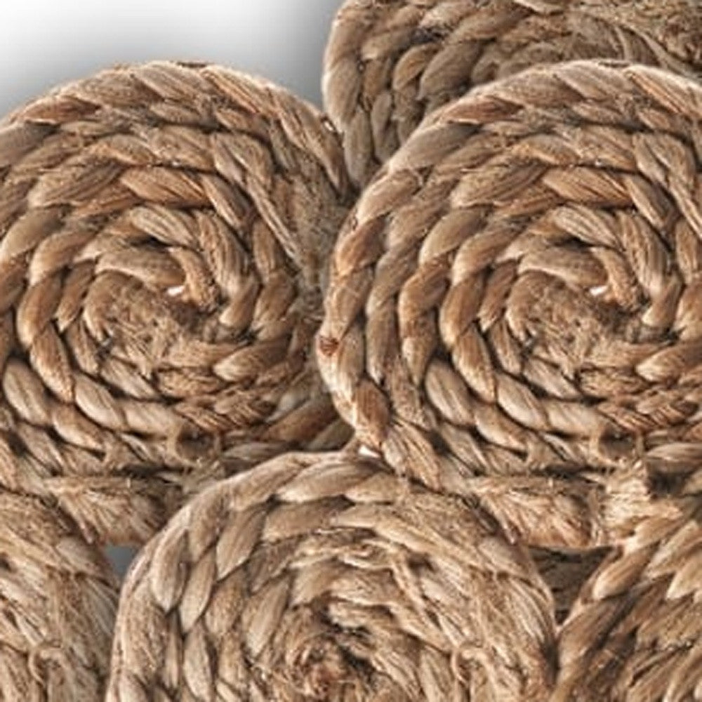 15" Set of Two Natural Braided Jute Scalloped Placemats-Dining Linens-DECOROLALA