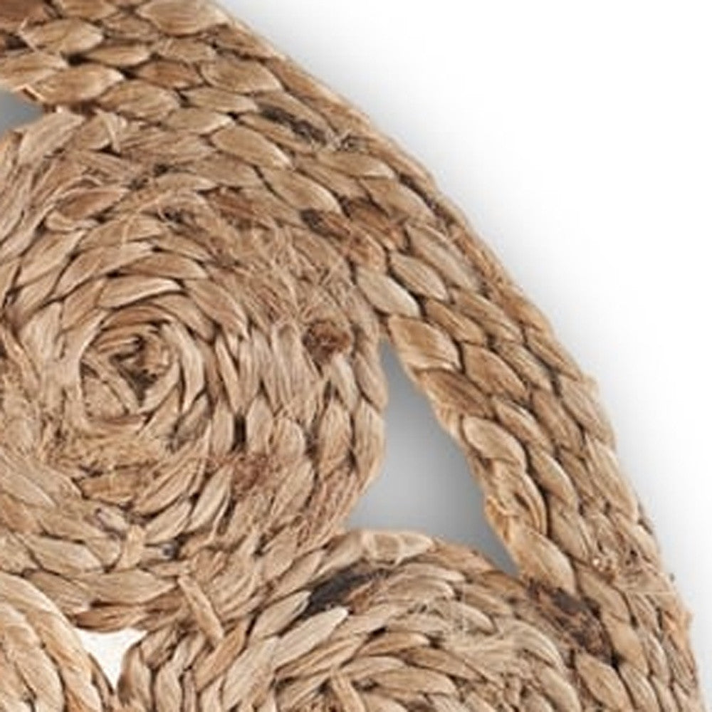 15" Set of Two Natural Braided Jute Round Placemats-Dining Linens-DECOROLALA