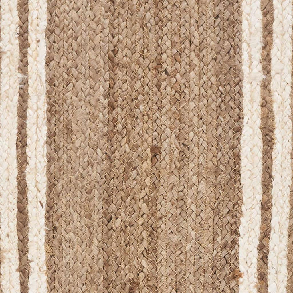80" Natural And Cream Geometric Bordered Jute Table Runner-Dining Linens-DECOROLALA