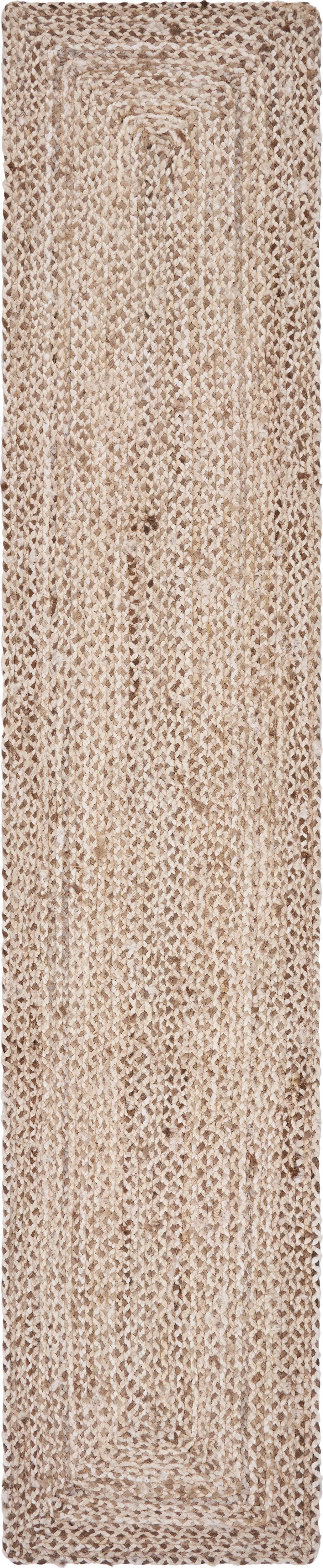 80" Brown Ivory And Natural Braided Jute Table Runner-Dining Linens-DECOROLALA