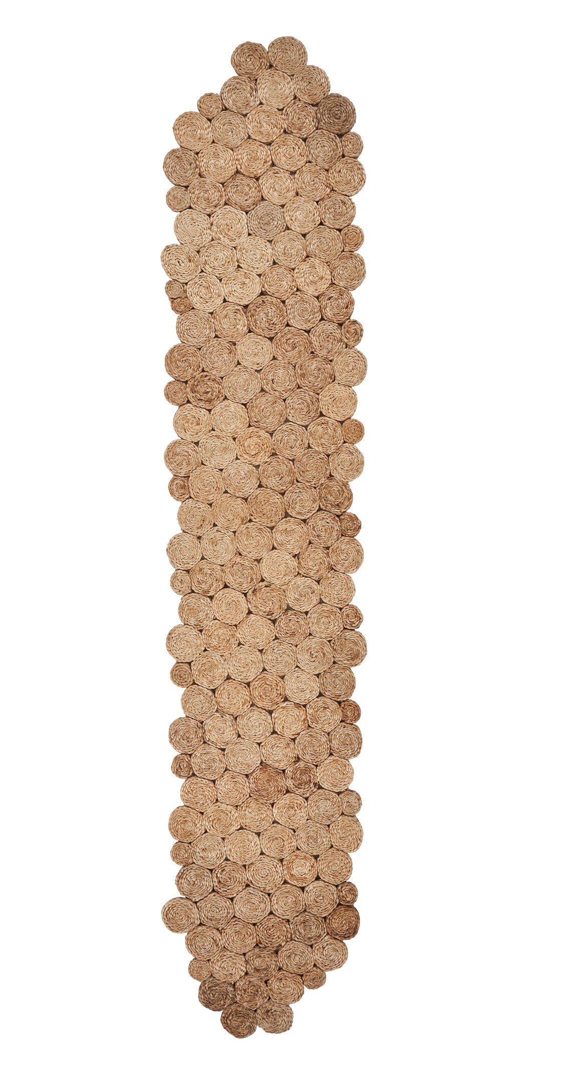 80" Natural Geometric Circles Scalloped Shape Jute Table Runner-Dining Linens-DECOROLALA