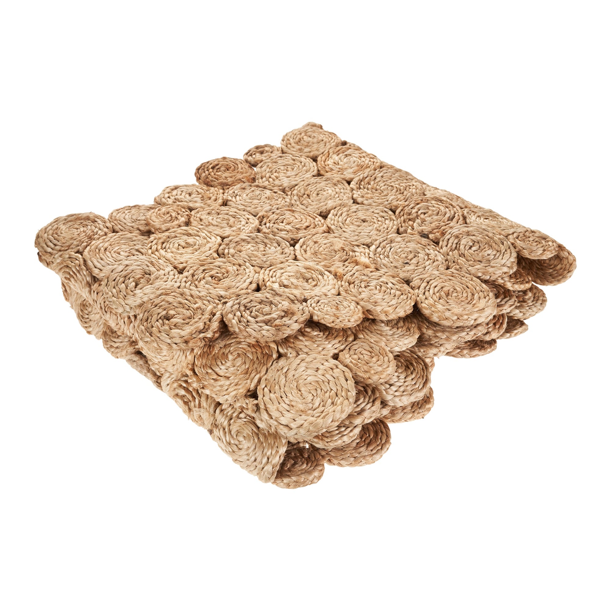 80" Natural Geometric Circles Scalloped Shape Jute Table Runner-Dining Linens-DECOROLALA