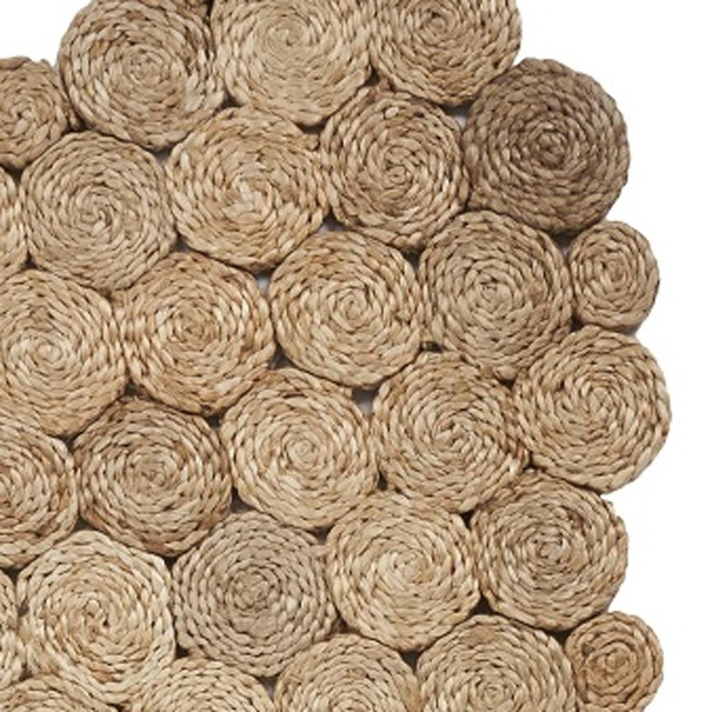 80" Natural Geometric Circles Scalloped Shape Jute Table Runner-Dining Linens-DECOROLALA