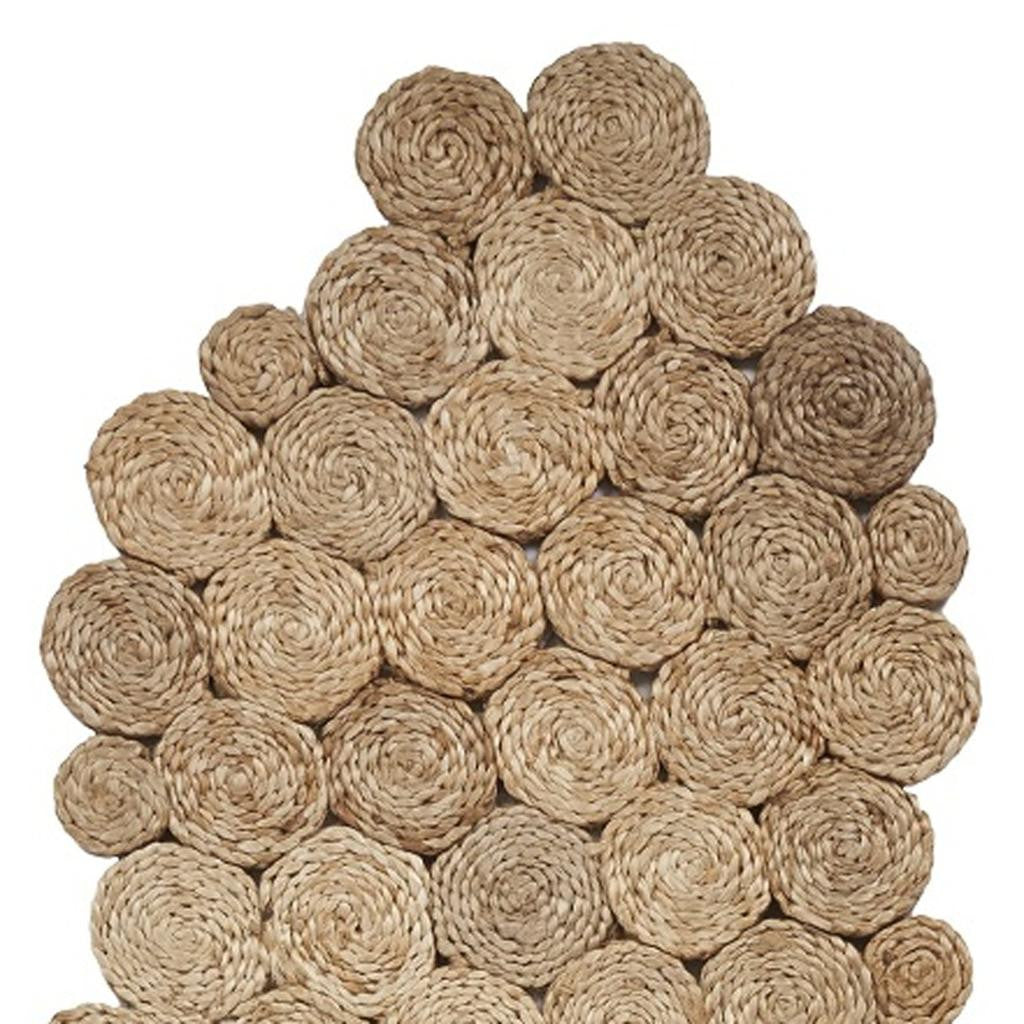 80" Natural Geometric Circles Scalloped Shape Jute Table Runner-Dining Linens-DECOROLALA