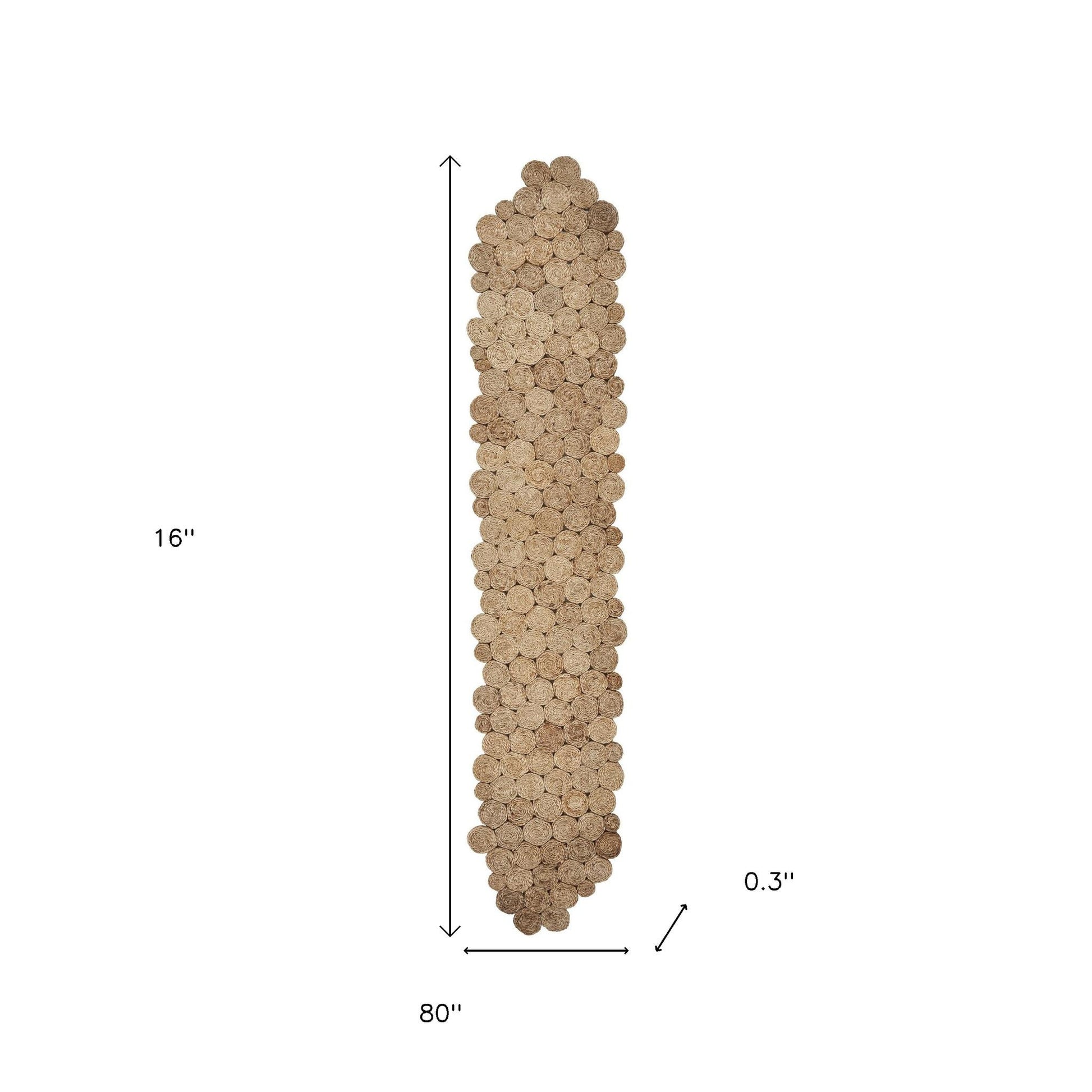 80" Natural Geometric Circles Scalloped Shape Jute Table Runner-Dining Linens-DECOROLALA