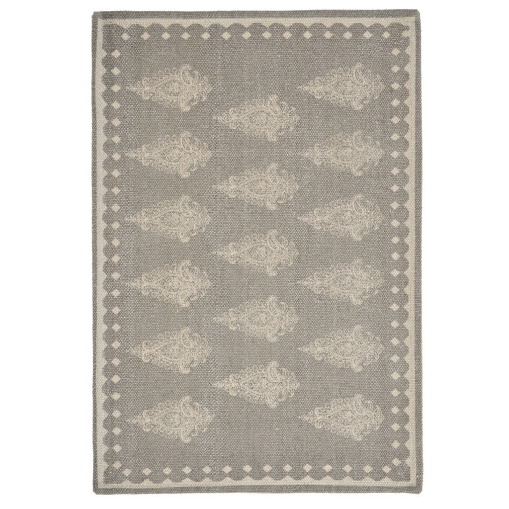 19" Set of Four Gray And Cream Geometric Medallion Cotton Placemats-Dining Linens-DECOROLALA