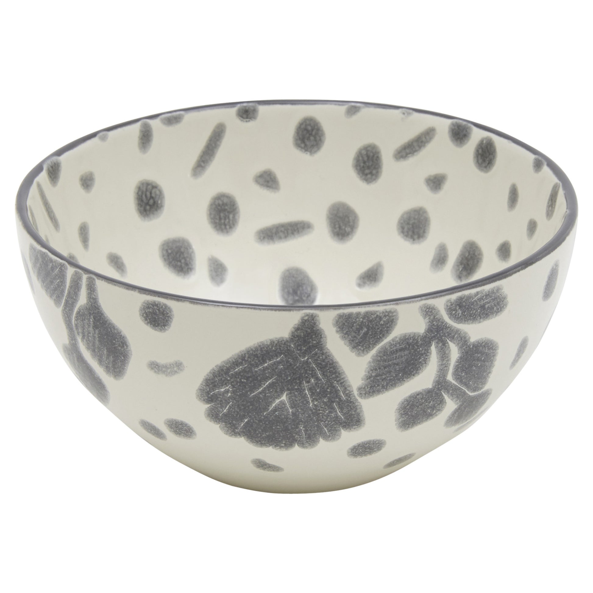 Gray and Ivory Sixteen Piece Round Floral Ceramic Service For Four Dinnerware Set-4