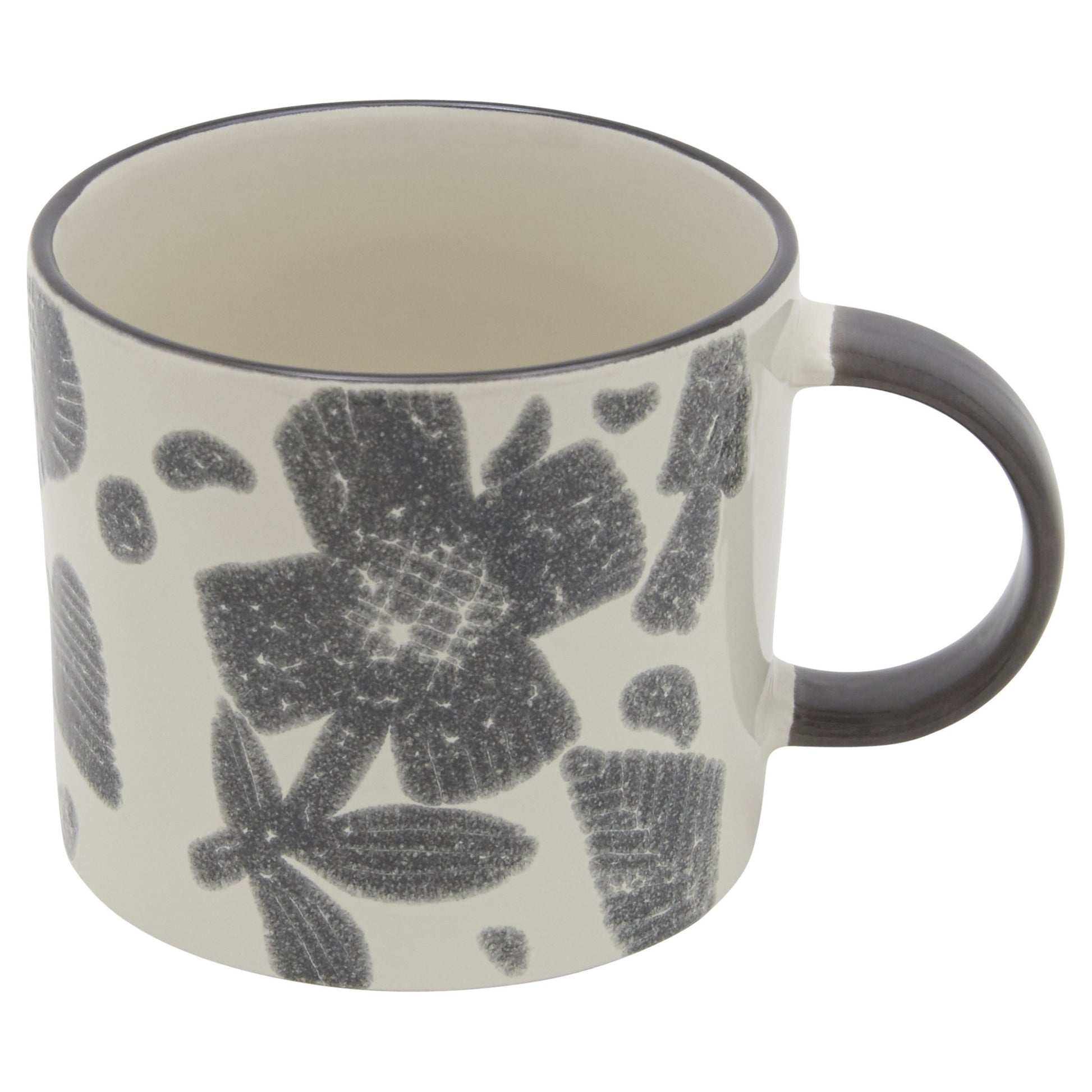 Gray and Ivory Sixteen Piece Round Floral Ceramic Service For Four Dinnerware Set-5
