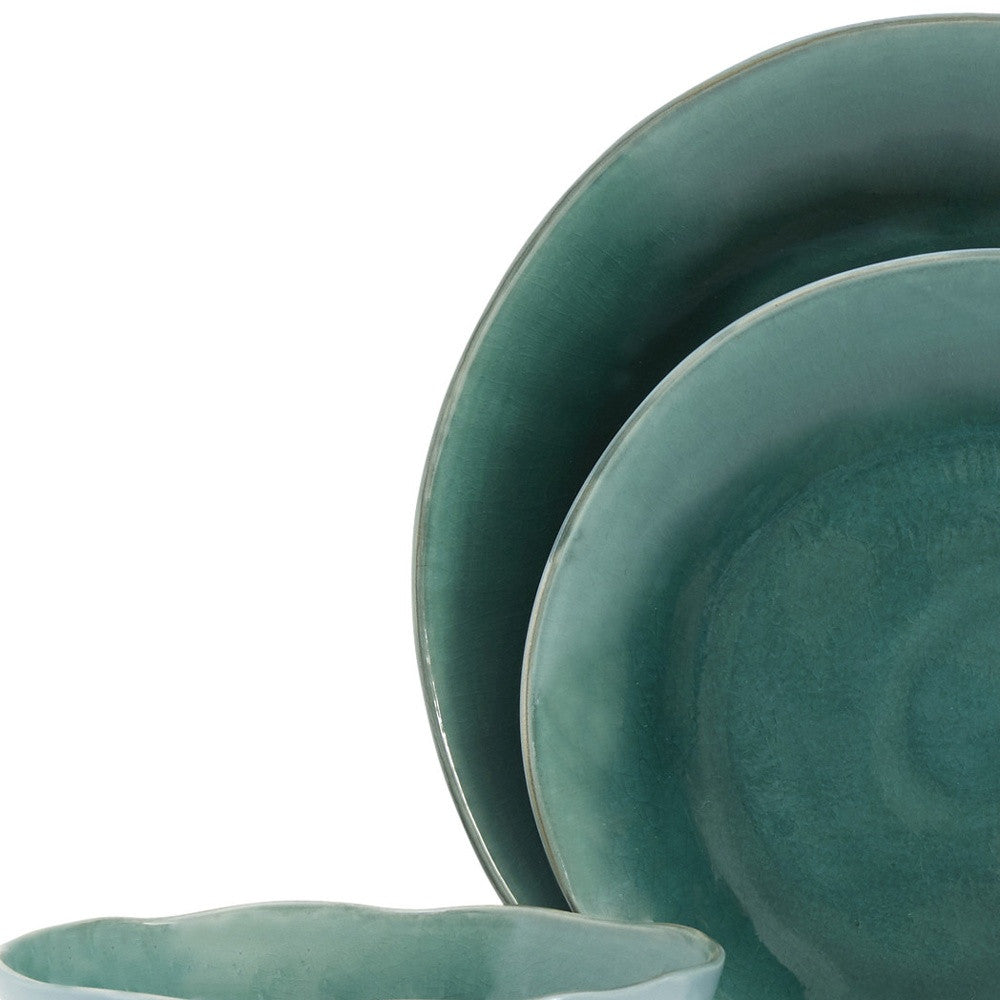 Green Sixteen Piece Ceramic Service For Four Dinnerware Set-7