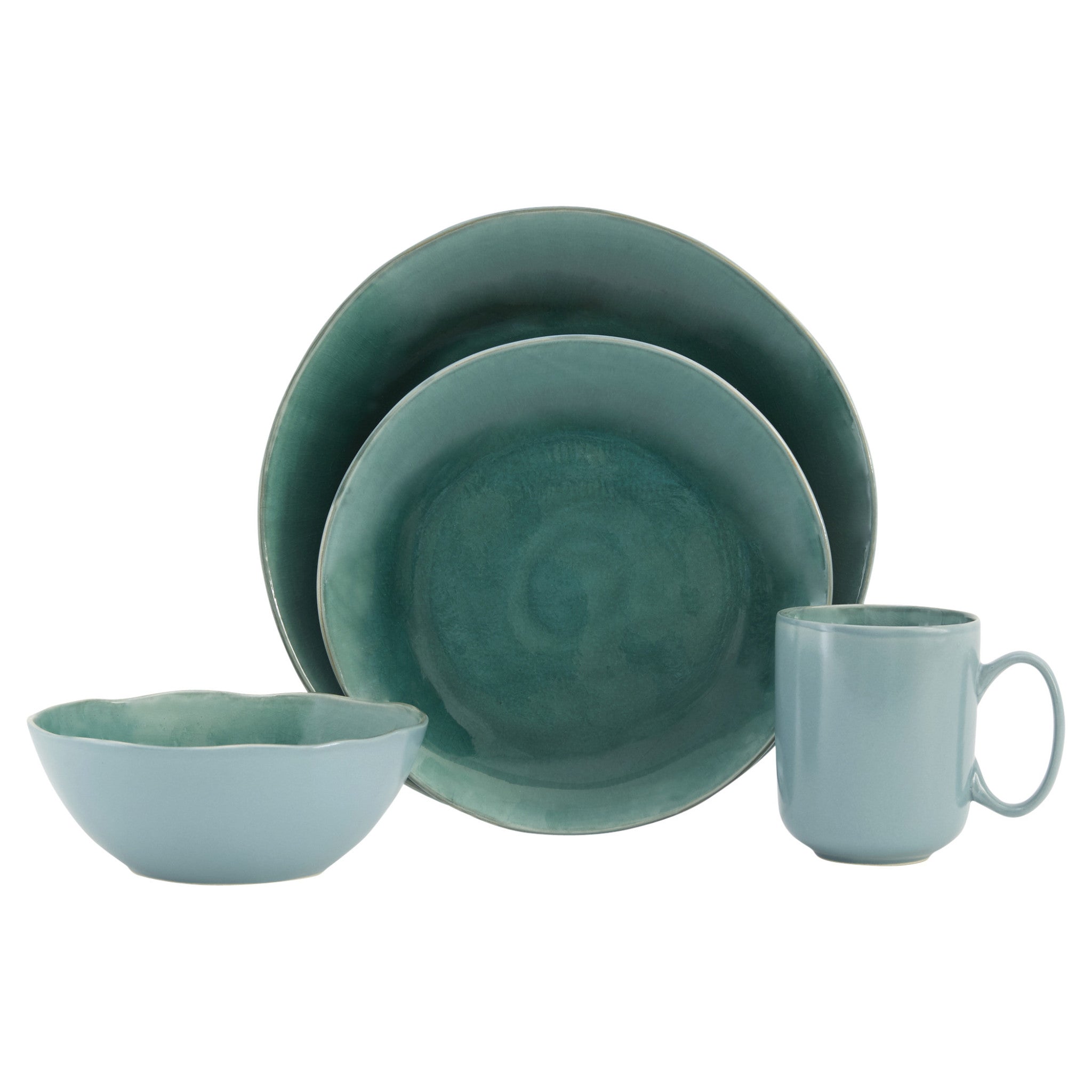 Green Sixteen Piece Ceramic Service For Four Dinnerware Set-0