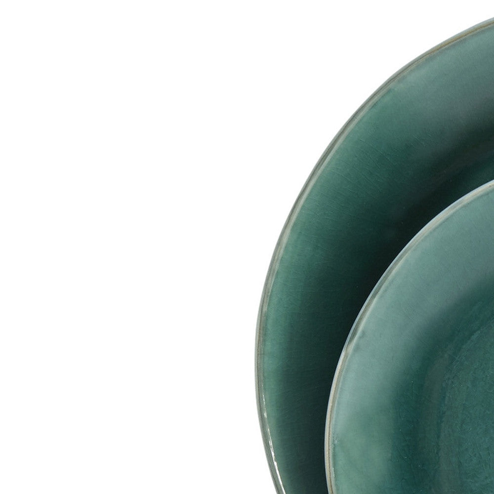 Green Sixteen Piece Ceramic Service For Four Dinnerware Set-6
