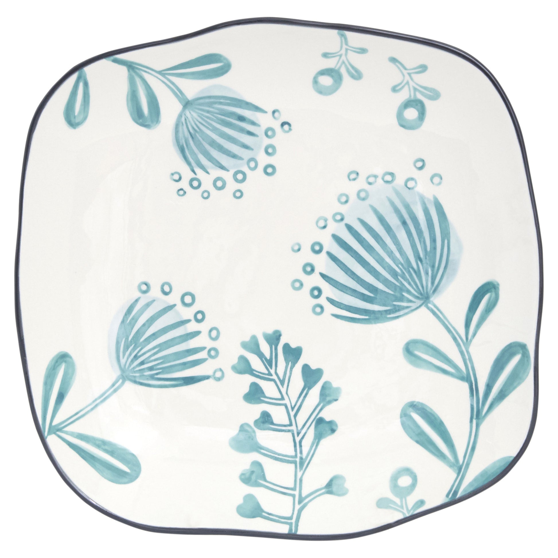 Blue and White Sixteen Piece Round Floral Ceramic Service For Four Dinnerware Set-2