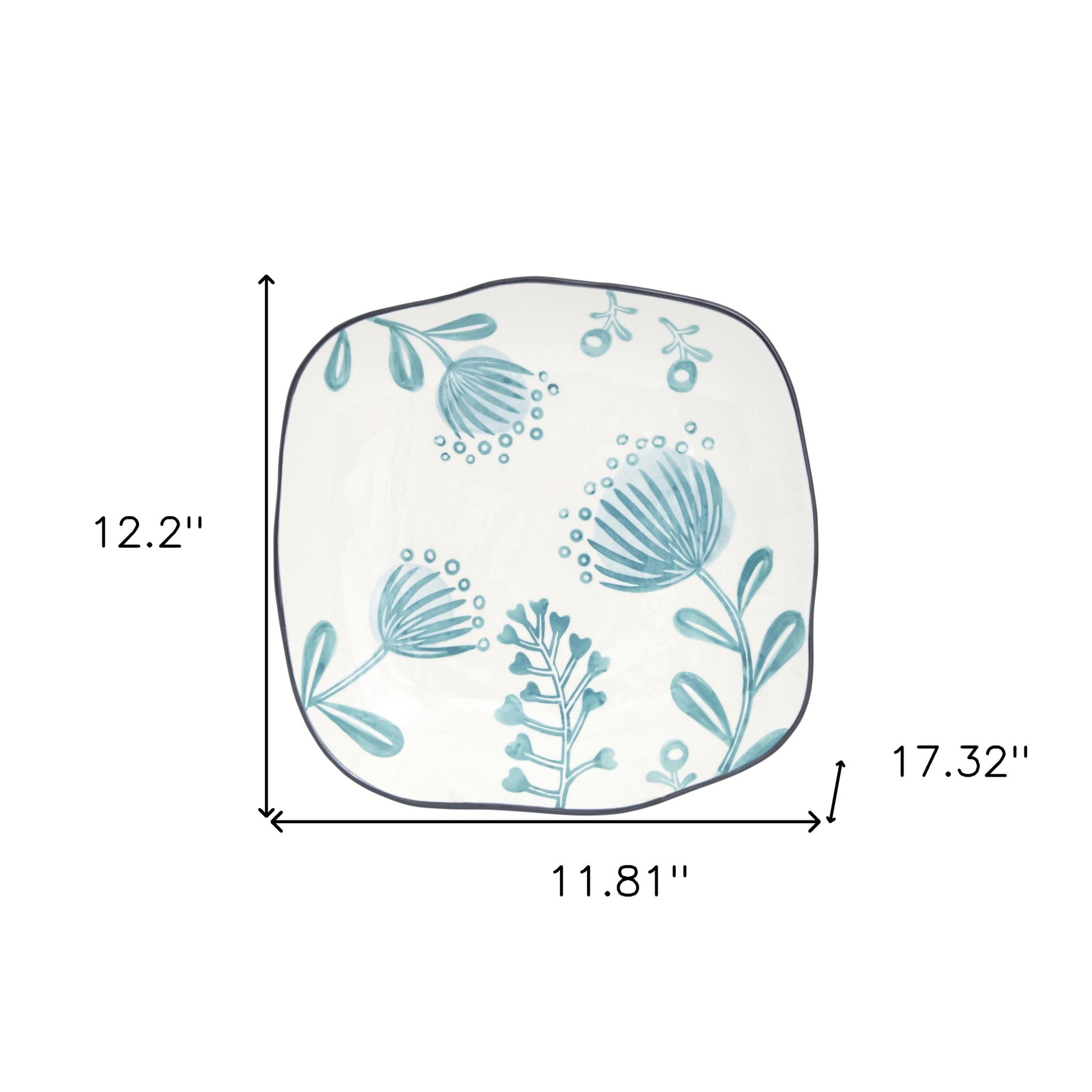 Blue and White Sixteen Piece Round Floral Ceramic Service For Four Dinnerware Set-7
