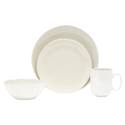 White and Natural Sixteen Piece Round Ceramic Service For Four Dinnerware Set-0