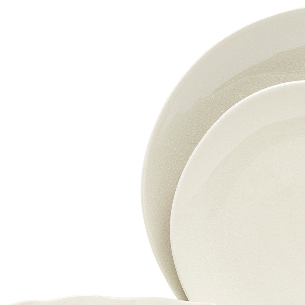 White and Natural Sixteen Piece Round Ceramic Service For Four Dinnerware Set-6