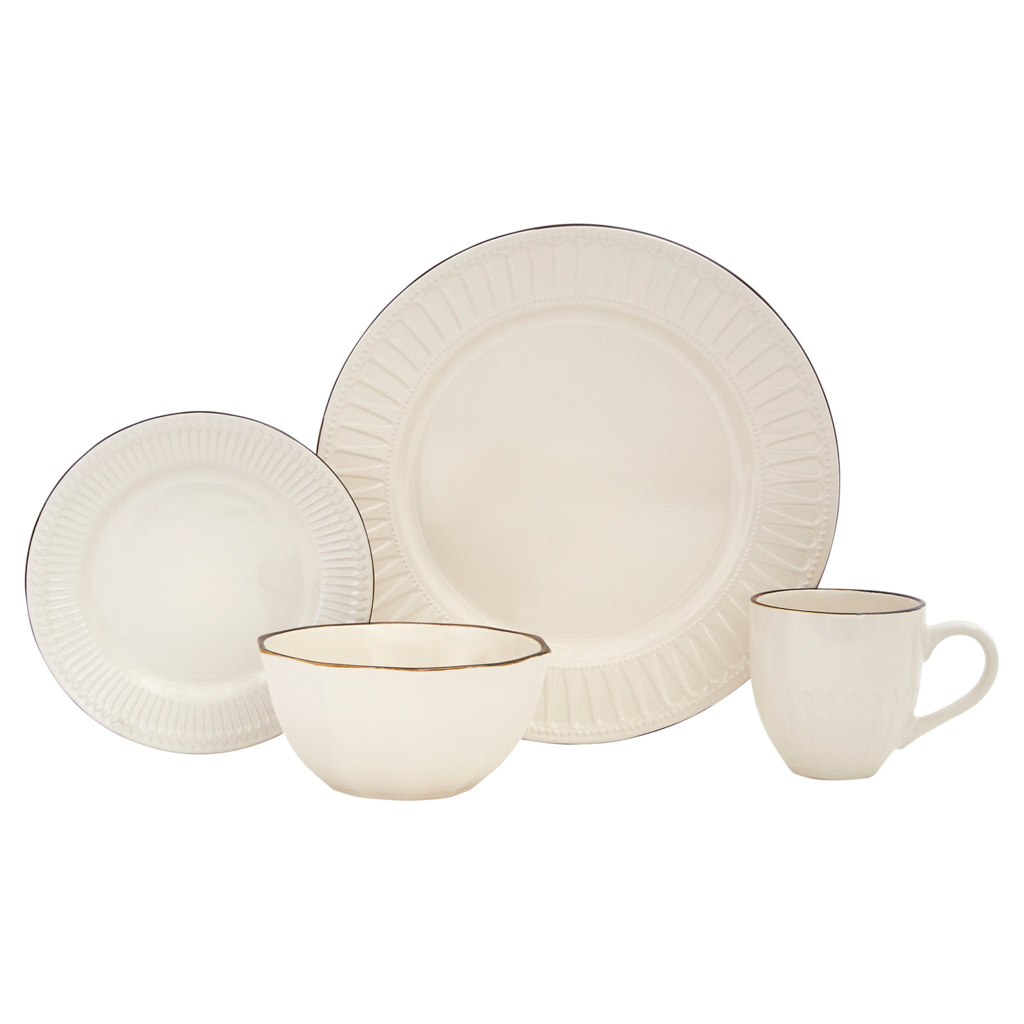 Ivory Sixteen Piece Ceramic Service For Four Dinnerware Set-0