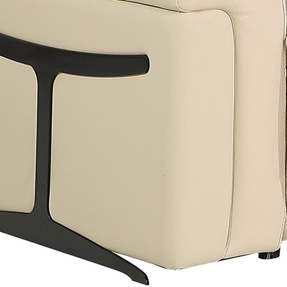 Beige Italian Leather Modular L Shaped Six Piece Corner Sectional With Console-Sectionals-DECOROLALA