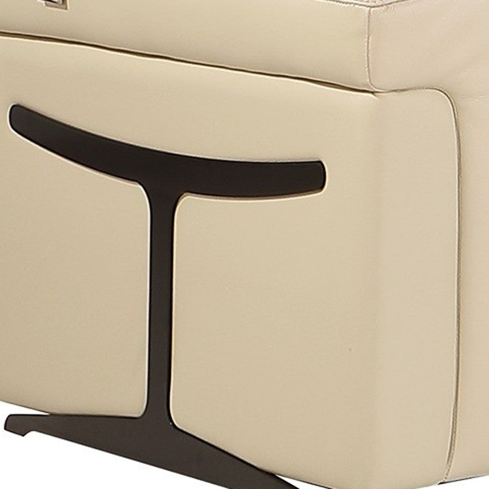 Beige Italian Leather Modular L Shaped Seven Piece Corner Sectional With Console-Sectionals-DECOROLALA