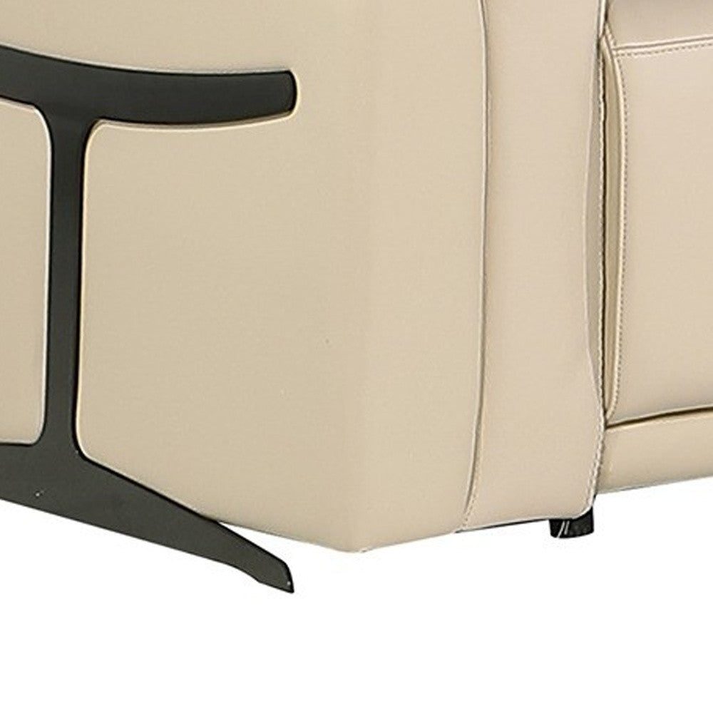 Beige Italian Leather Modular L Shaped Eight Piece Corner Sectional With Console-Sectionals-DECOROLALA