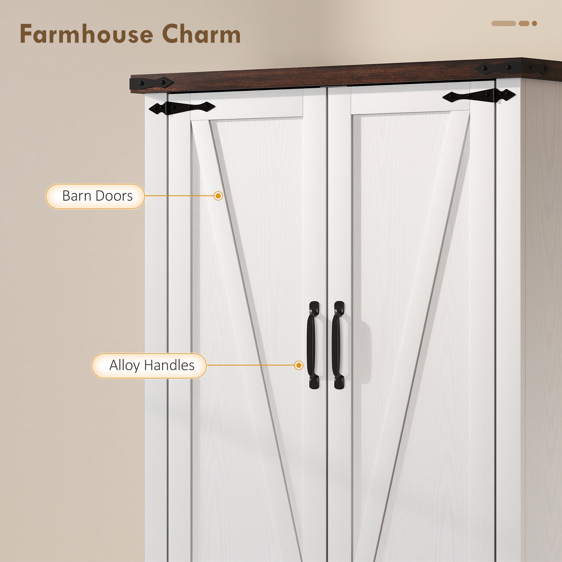 53.5" Pantry Cabinet - White Kitchen Storage with Adjustable Shelves & 6 Spice Racks-DECOROLALA