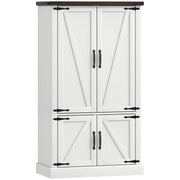 53.5" Pantry Cabinet - White Kitchen Storage with Adjustable Shelves & 6 Spice Racks-DECOROLALA