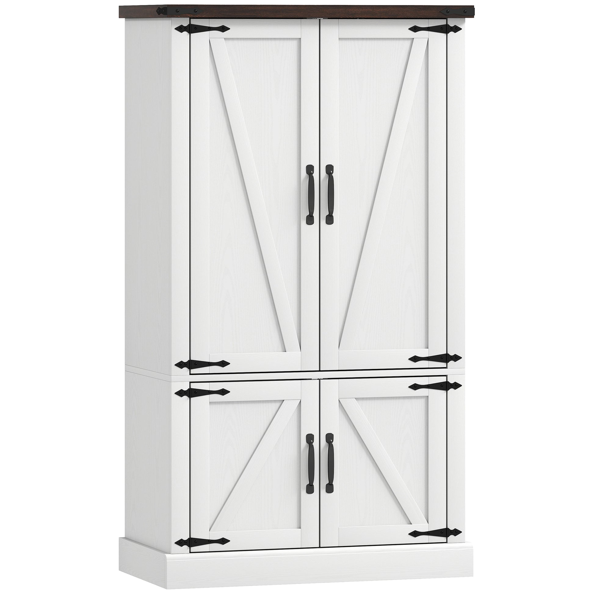 53.5" Pantry Cabinet - White Kitchen Storage with Adjustable Shelves & 6 Spice Racks-DECOROLALA