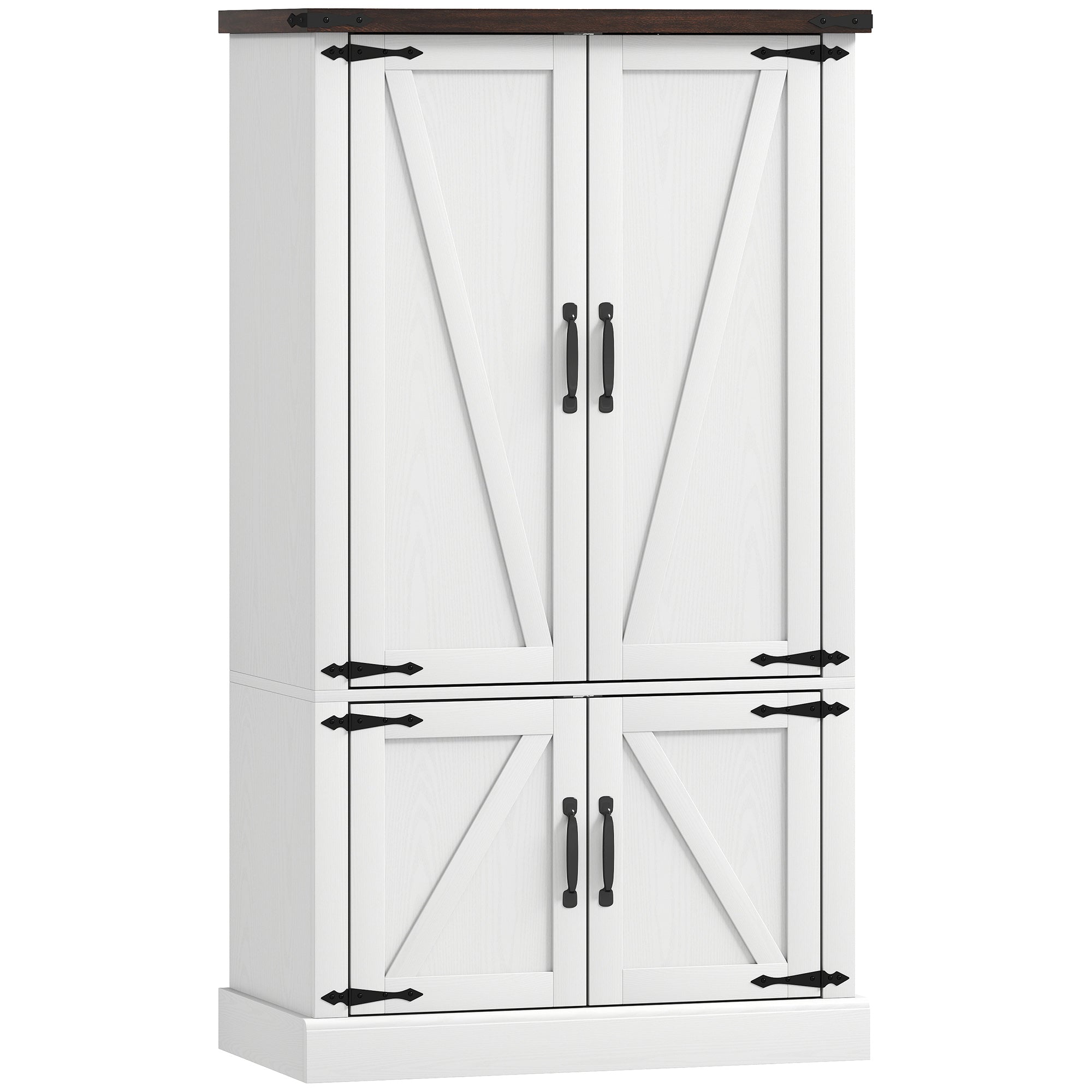 53.5" Pantry Cabinet - White Kitchen Storage with Adjustable Shelves & 6 Spice Racks-DECOROLALA