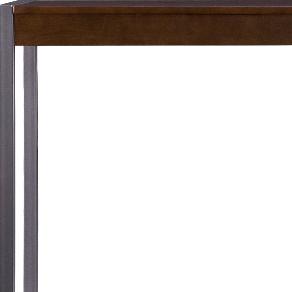 54" Dark Brown and Gunmetal Sled Console Table-Console Tables-DECOROLALA