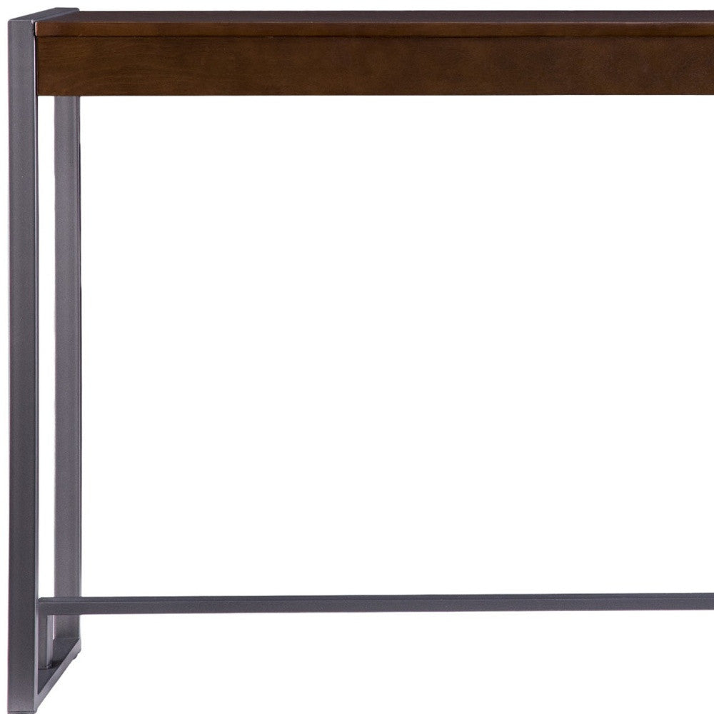54" Dark Brown and Gunmetal Sled Console Table-Console Tables-DECOROLALA
