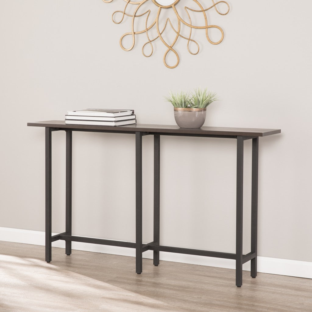54" Espresso and Black Frame Console Table-Console Tables-DECOROLALA