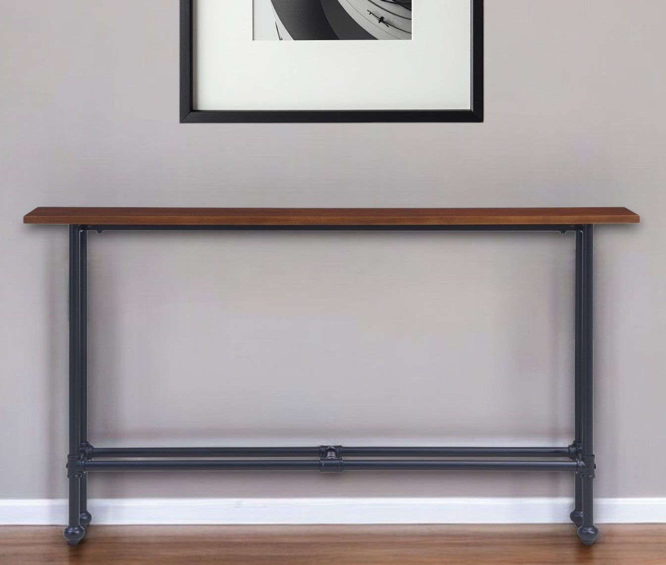 54" Espresso and Black Frame Console Table-Console Tables-DECOROLALA