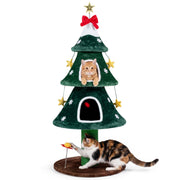54 Inch Christmas Cat Tree with 2 Private Condos for Indoor Cats-Green-Cat Trees & Scratchers-DECOROLALA