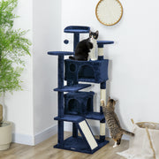 54" Multi-Level Cat Tree Tower with Scratching Posts - Dark Blue-Cats-DECOROLALA