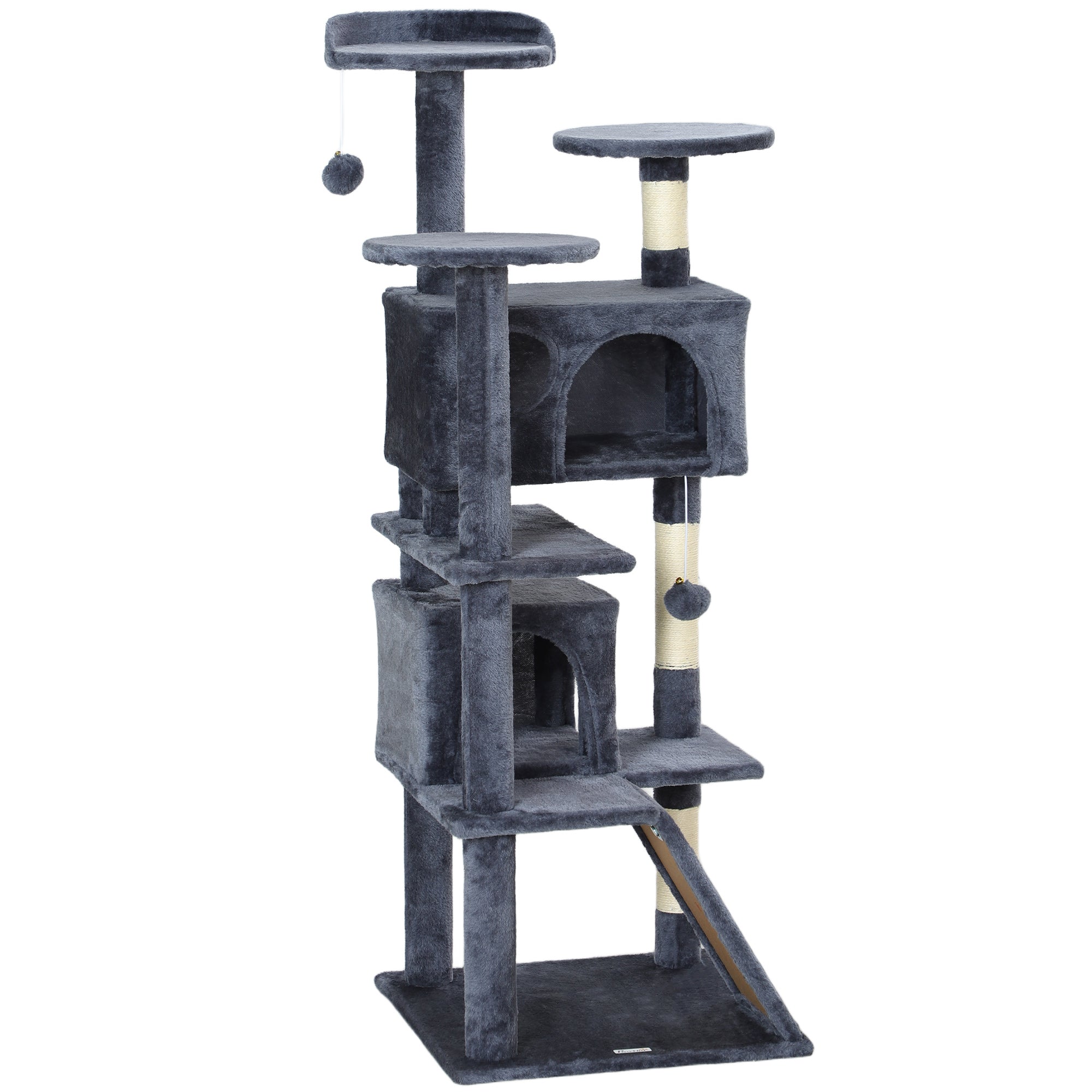 54" Multi-Level Cat Tree Tower with Scratching Posts - Dark Grey-Cats-DECOROLALA
