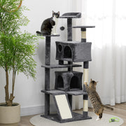 54" Multi-Level Cat Tree Tower with Scratching Posts - Dark Grey-Cats-DECOROLALA