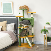 54" Multi-Level Cat Tree Tower with Scratching Posts - Green-Cats-DECOROLALA