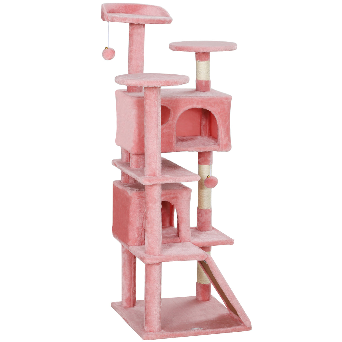 54" Multi-Level Cat Tree Tower with Scratching Posts - Pink-Cats-DECOROLALA