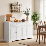 54" Sideboard Buffet Cabinet with Soft-Close Doors - White-DECOROLALA
