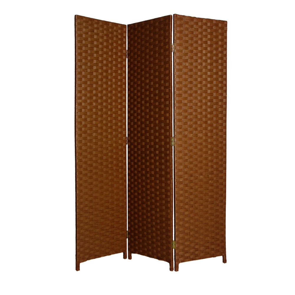 54" X 72" Dark Brown Wood 3 Panel Screen-Room Dividers-DECOROLALA